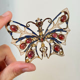 Antique Garnet & Citrine Enamel Butterfly Brooch
