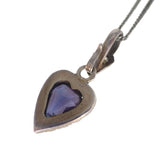 Antique French Edwardian Blue Iolite Heart Charm Necklace