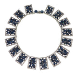 Vintage Blue Rhinestone Paste Panel Statement Necklace