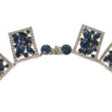 Vintage Blue Rhinestone Paste Panel Statement Necklace