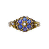 Antique Edwardian 9ct Gold Iolite & Pearl Ring