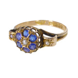 Antique Edwardian 9ct Gold Iolite & Pearl Ring