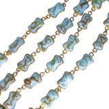 Antique French Blue & Gold Poured Glass Gripoix Necklace