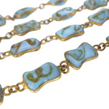 Antique French Blue & Gold Poured Glass Gripoix Necklace