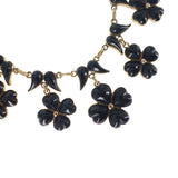 Antique Victorian Gold Pansy Mourning Necklace
