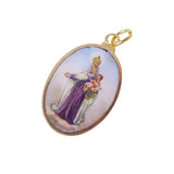 Antique French Gold Enamel 'Notre Dame De Ca Priez For Nous' Charm