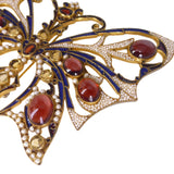 Antique Garnet & Citrine Enamel Butterfly Brooch