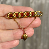 Antique Pinchbeck Gold Heart & Chain Bar Brooch
