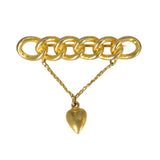 Antique Pinchbeck Gold Heart & Chain Bar Brooch