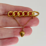 Antique Pinchbeck Gold Heart & Chain Bar Brooch