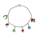 Antique German Silver Enamel Lucky Charm Bracelet