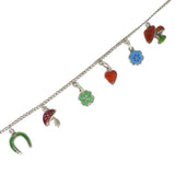 Antique German Silver Enamel Lucky Charm Bracelet
