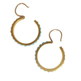 Antique Victorian 18ct Gold Turquoise Creole Hoop Earrings