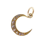 Antique 9ct Gold & Pearl Crescent Moon Charm