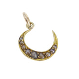 Antique 9ct Gold & Pearl Crescent Moon Charm