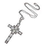 Antique Silver Ceylon Moonstone Byzantine Cross Pendant