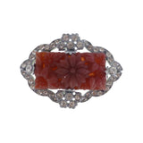 Antique Czechoslovakian Rhodium Floral Earrings & Brooch Set