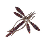 Antique Silver Garnet & Pearl Dragonfly Brooch
