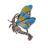 Antique Silver Enamel & Paste Dragonfly Brooch