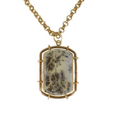 Antique Rolled Gold Dendritic Agate Pendant Necklace