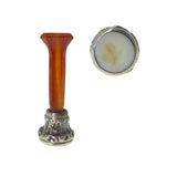 Antique Miniature Silver Agate Butterfly Desk Seal