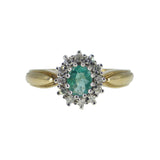 Vintage 9ct Gold Emerald & Diamond Halo Ring