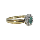 Vintage 9ct Gold Emerald & Diamond Halo Ring