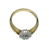 Vintage 9ct Gold Emerald & Diamond Halo Ring