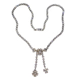 Antique Silver Sparkling Paste Floral Chain Necklace