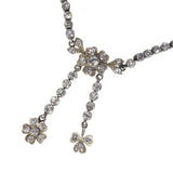 Antique Silver Sparkling Paste Floral Chain Necklace
