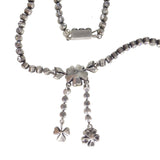 Antique Silver Sparkling Paste Floral Chain Necklace