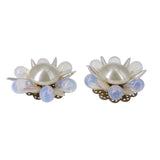 Vintage French Rousselet Opaline Glass Earrings
