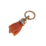 Antique Coral Gold Hand Figa Talisman Charm AF
