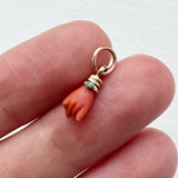 Antique Coral Gold Hand Figa Talisman Charm AF
