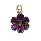 Antique Victorian Gold Rhodolite Garnet Floral Charm