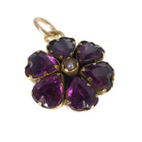 Antique Victorian Gold Rhodolite Garnet Floral Charm