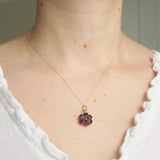 Antique Victorian Gold Rhodolite Garnet Floral Charm