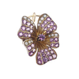 Antique Silver Gilt Pink Paste Pansy Pendant Brooch