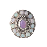 Antique French Art Deco Silver Opal Cocktail Ring