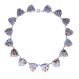 Antique Pastel Pink Blue Foil Panel Necklace