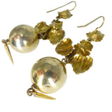 Antique Gold Plated Floral Ball Earrings