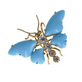 Antique Edwardian Blue Glass Butterfly Brooch