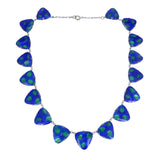 Antique Arts & Crafts Peacock Foil Glass Panel Necklace