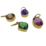 Vintage Gold Precious Topaz Tourmaline Garnet & Amethyst Charms