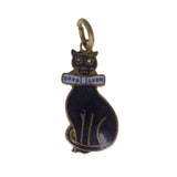 Antique 'Good Luck' Enamel Black Cat Charm