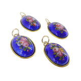 Antique Edwardian Guilloche Enamel Floral Pendant Charm
