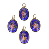 Antique Edwardian Guilloche Enamel Floral Pendant Charm