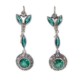 Antique Gold & Silver Green Paste Earrings