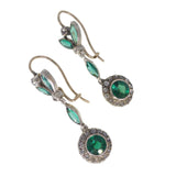 Antique Gold & Silver Green Paste Earrings