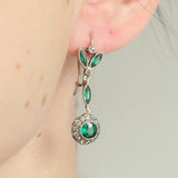 Antique Gold & Silver Green Paste Earrings